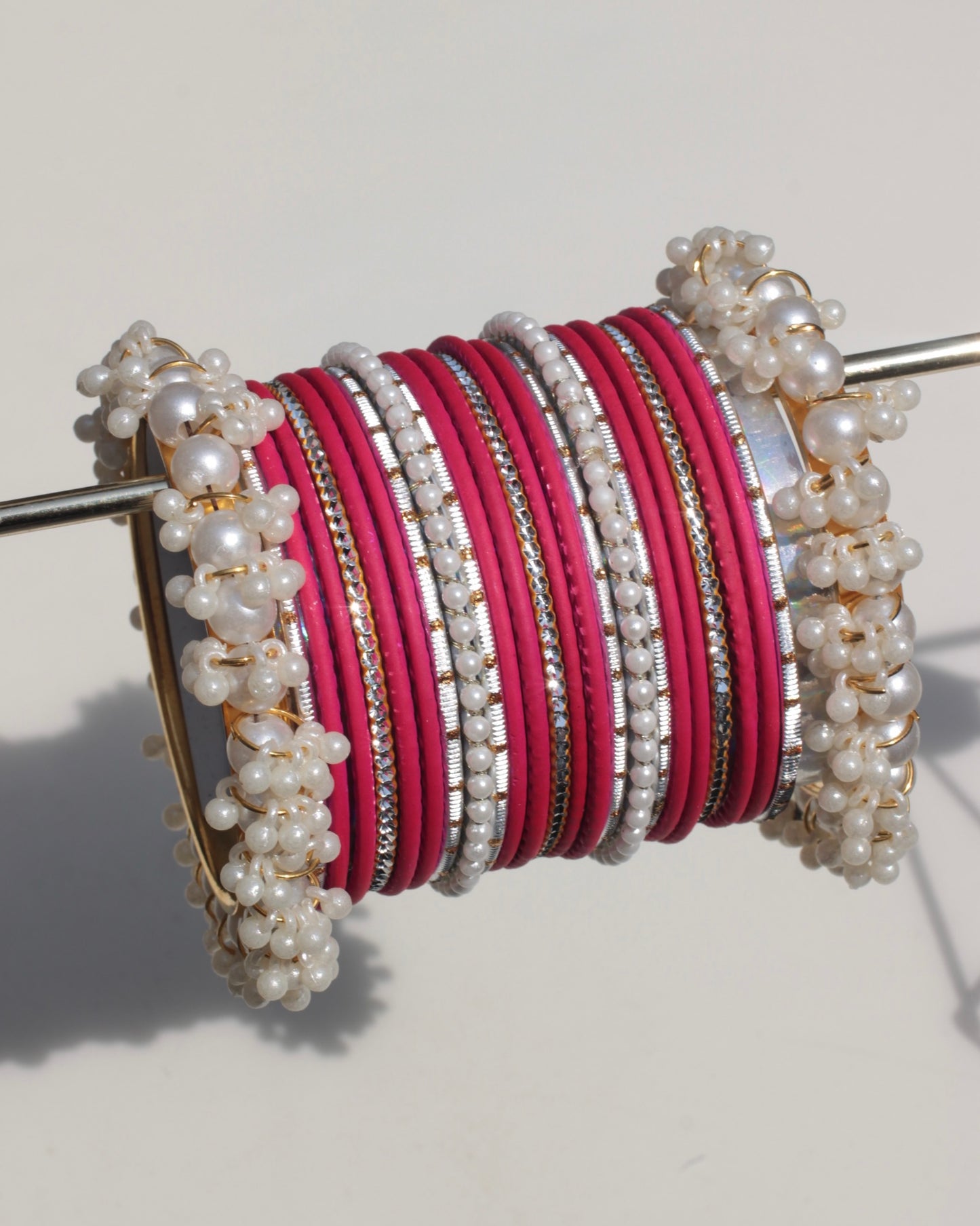 Dotted Noor-e-Moti-Radical Red