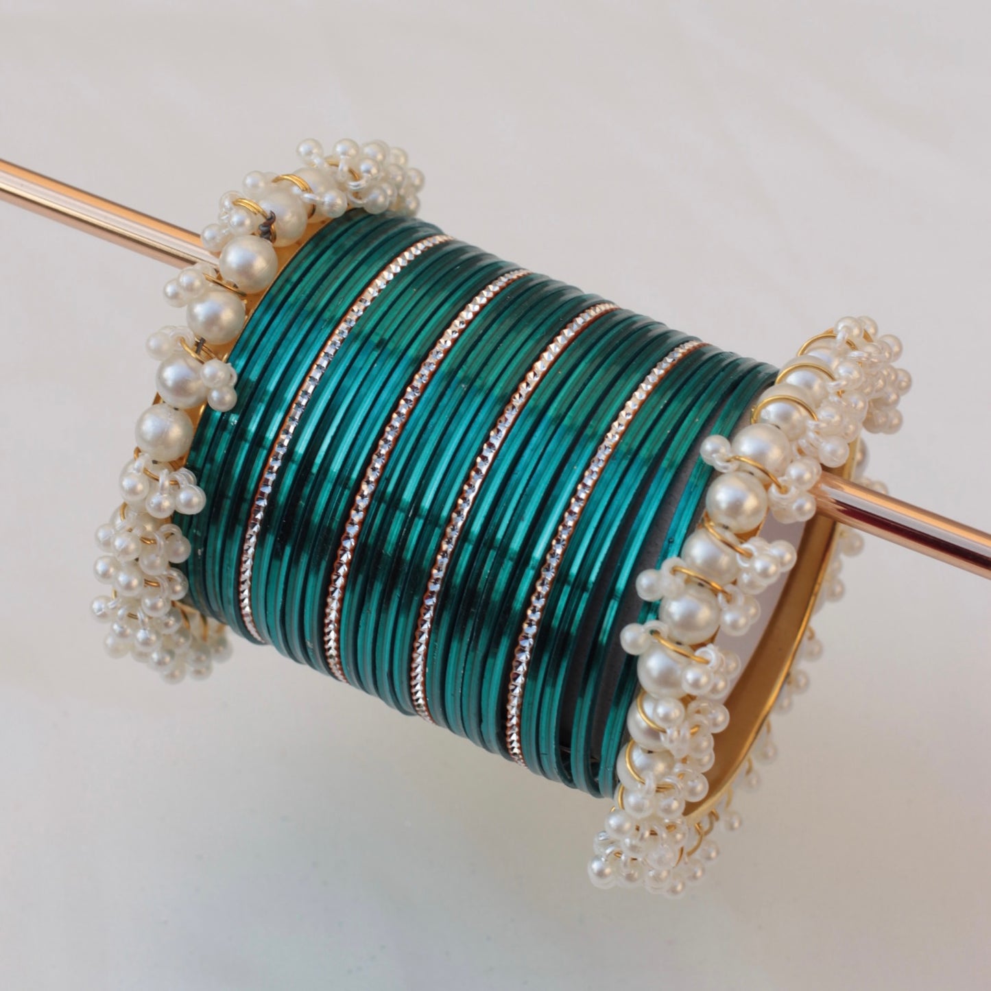 Mila Bangle Set-Teal