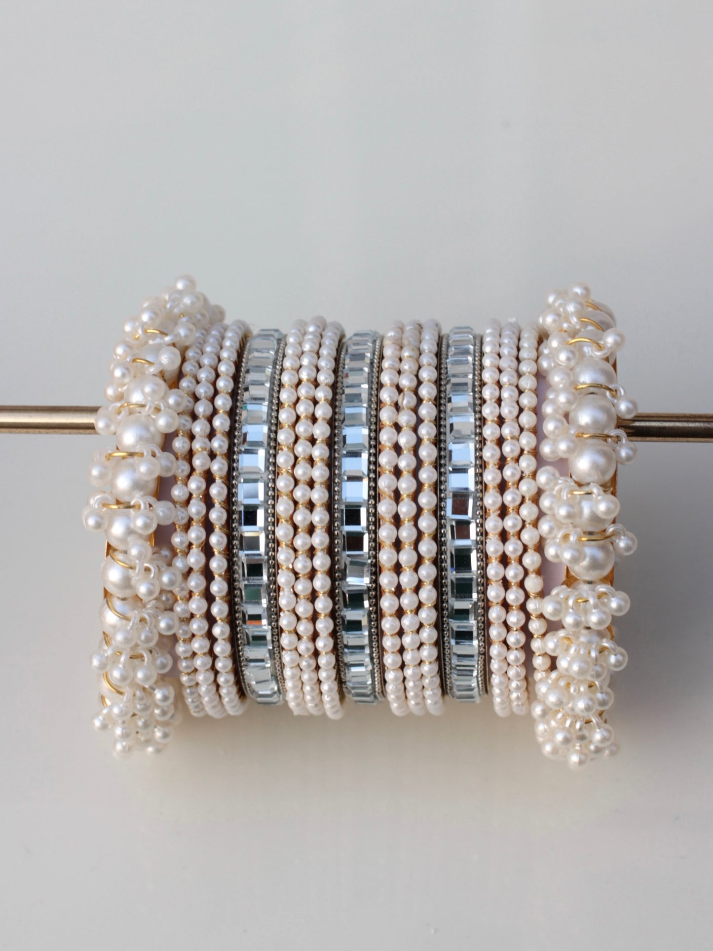 Pearl Luxe Bangle Set-4-Silver