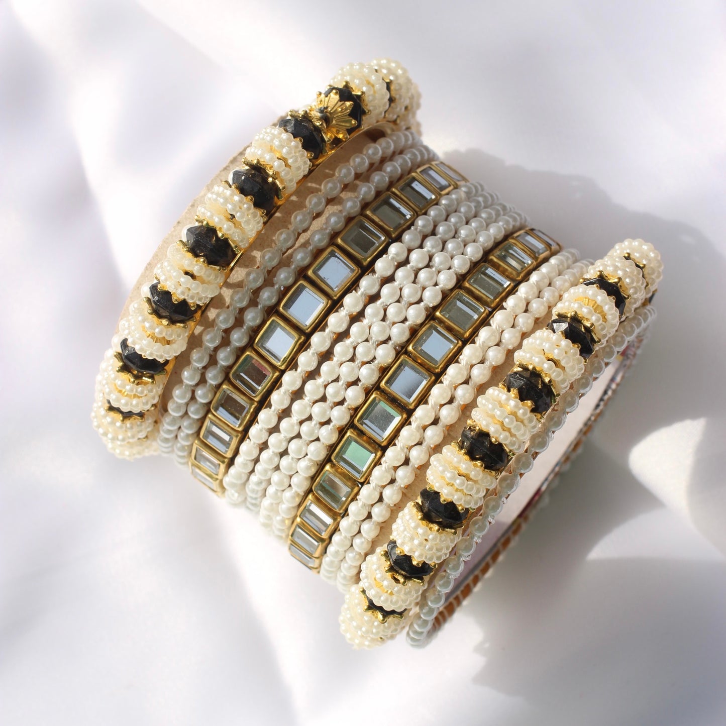 Kundan Royale Bangle Set-3-Black