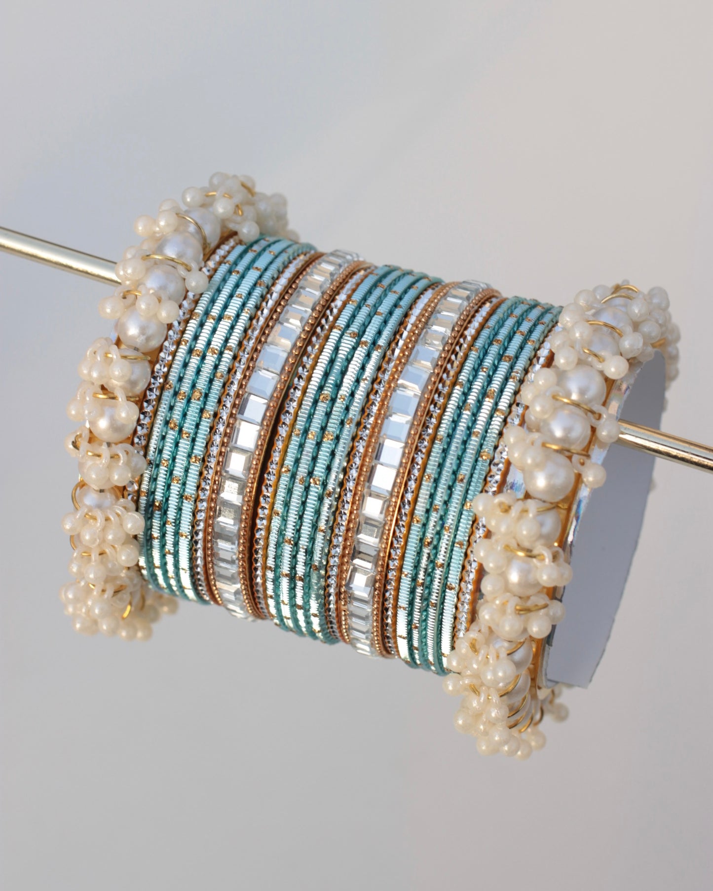 Glowcore Bangle Set-Blue Golden