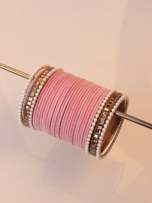 Velvet Empress Bangle Set-8-Baby Pink