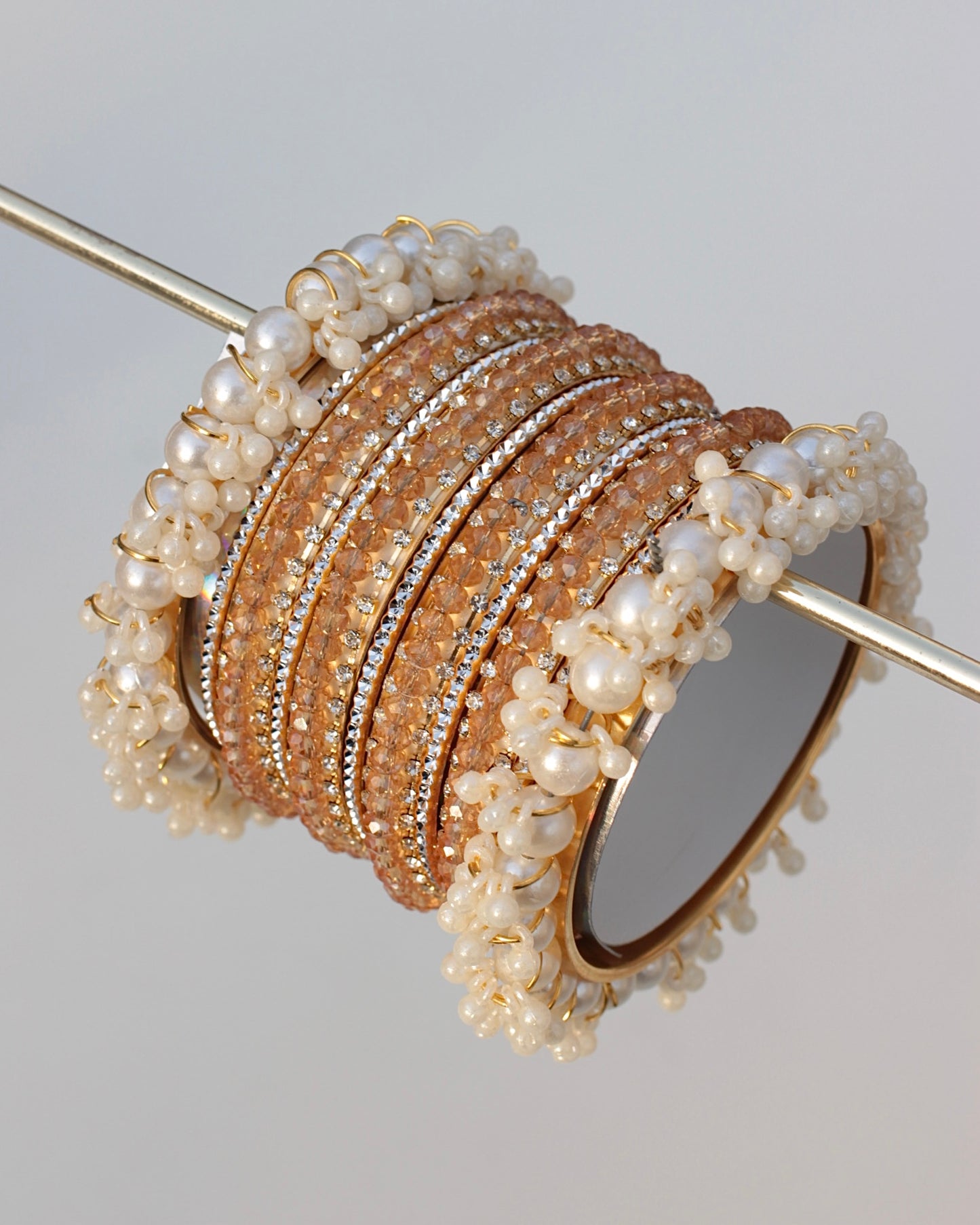 Naqsh-e-Sitara Bangle Set-Burnt Peach
