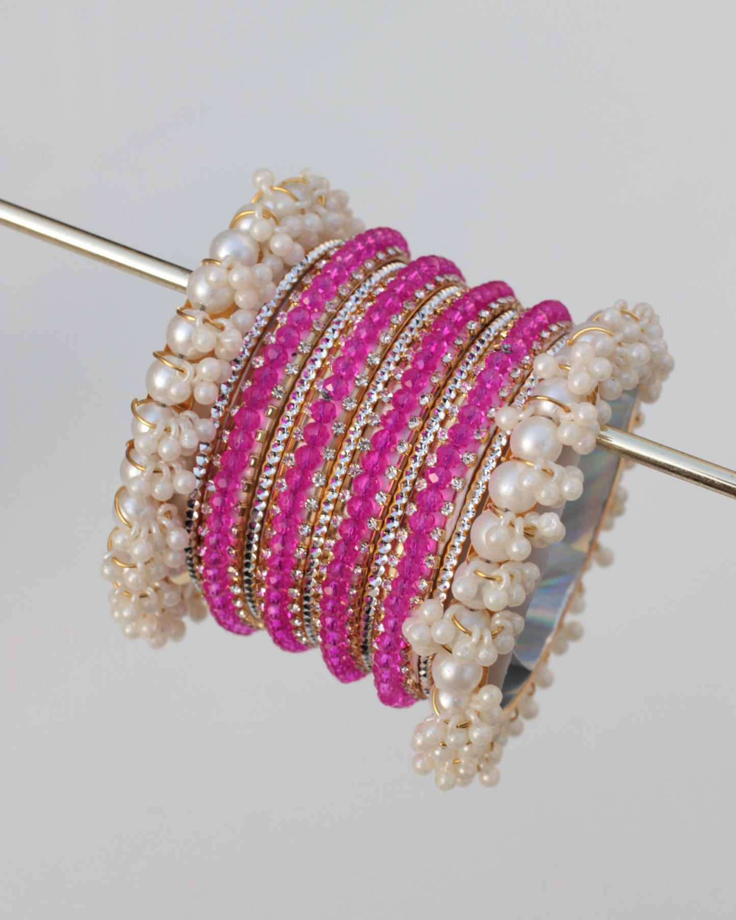 Naqsh-e-Sitara Bangle Set-Pink