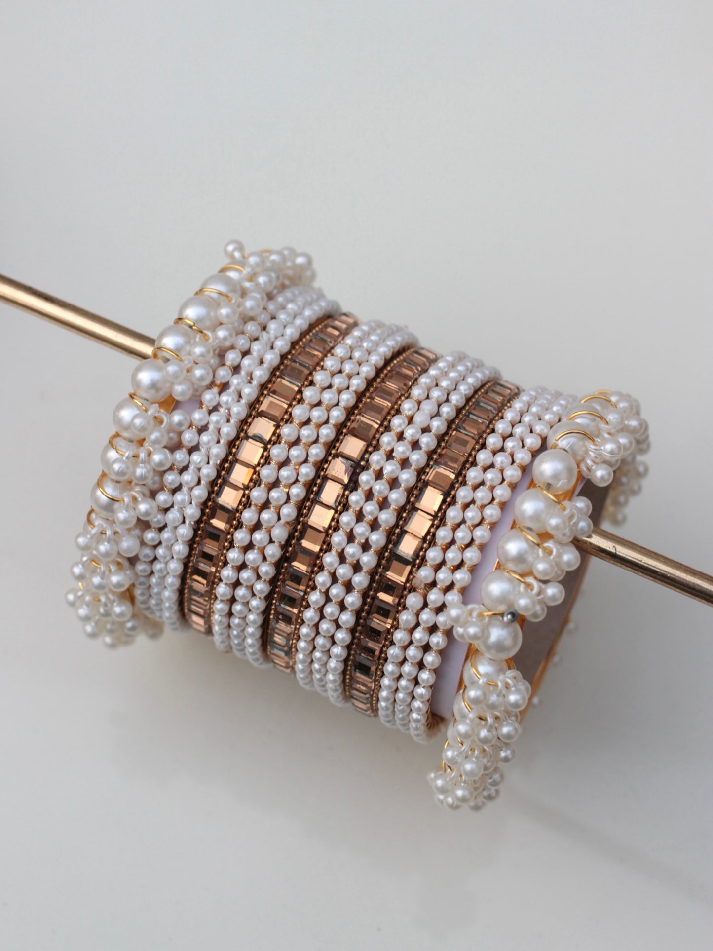 Pearl Luxe Bangle Set-4-Gold/Copper