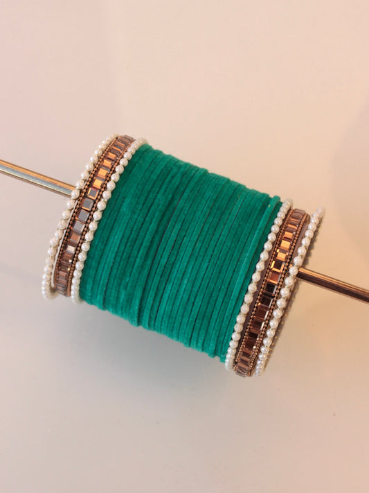 Velvet Empress Bangle Set-8-Dark Cyan