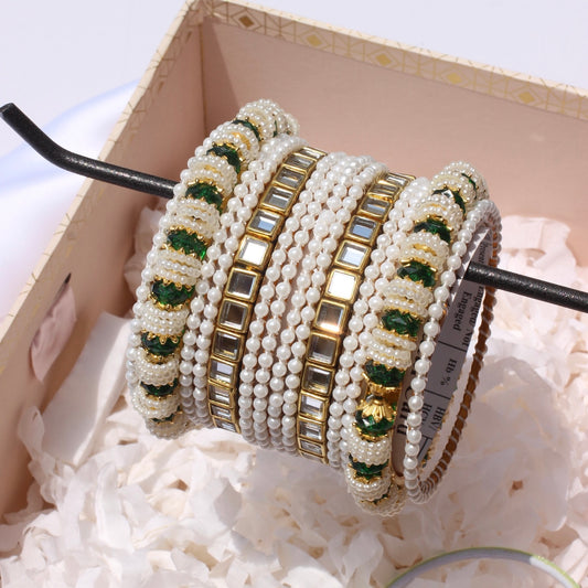 Kundan Royale Bangle Set-3-Green