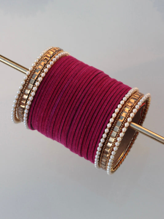 Velvet Empress Bangle Set-8-Shocking Pink