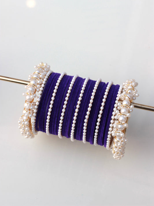 Royal Velvet Bangle Set-5-Purple