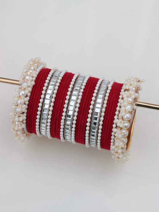 Velvet Luxe Bangle Set-6-Red
