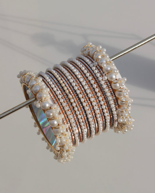 Pearlcore Bangle Set- Gold&White