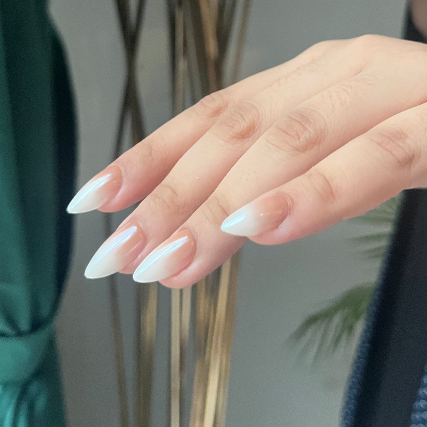 Viral Glazed Ombre Nails (30 nails in one pack) -3495-Medium Length Almond nails- Free 4 pc nail kit included