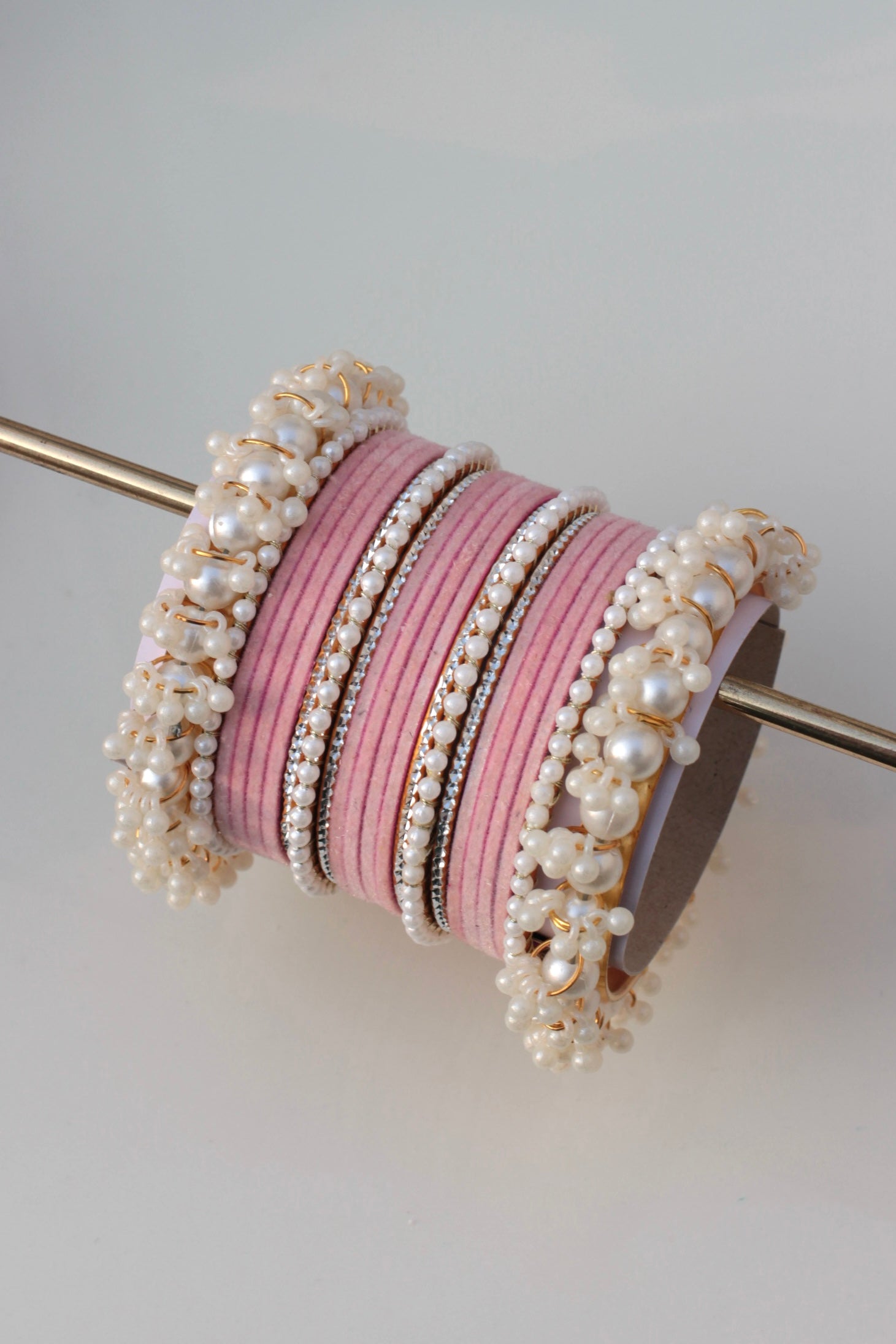 Noor-e-Moti Bangle Set-7-Pink – The Crystal Blooms