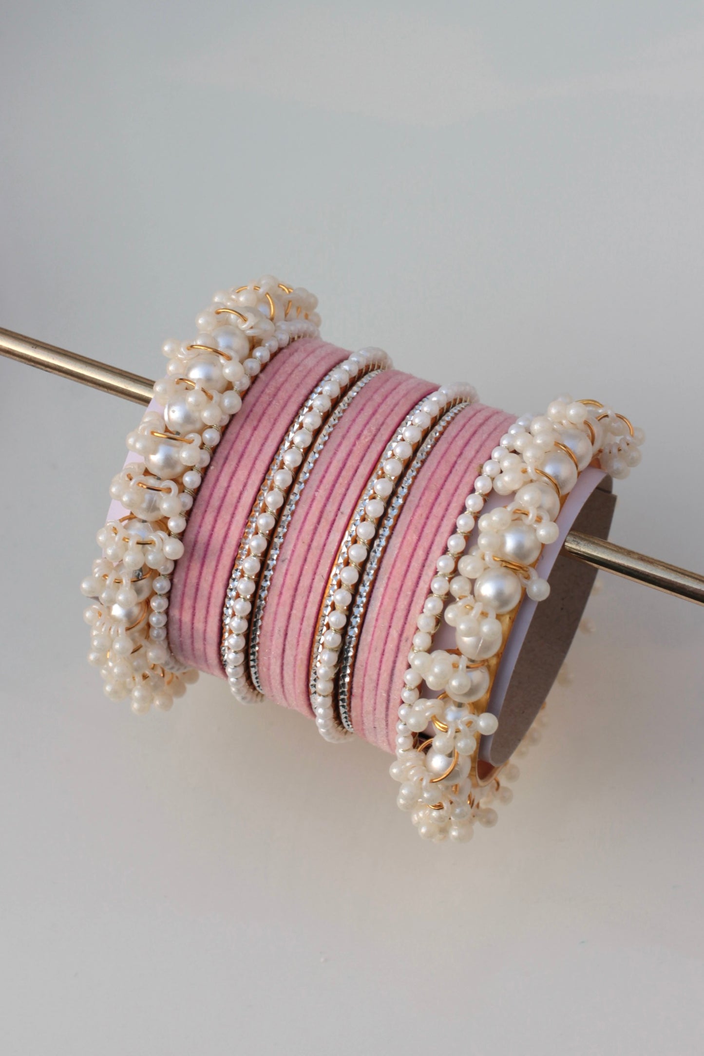 Noor-e-Moti Bangle Set-7-Pink
