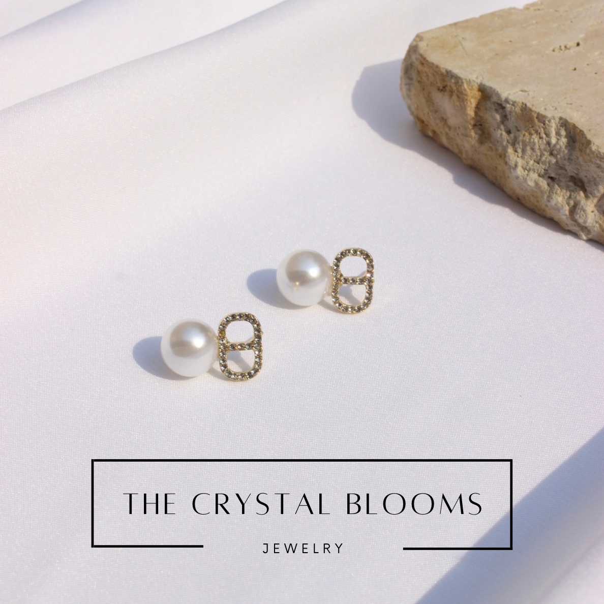 JEarrings pearl diamante studs-PC 242-CL