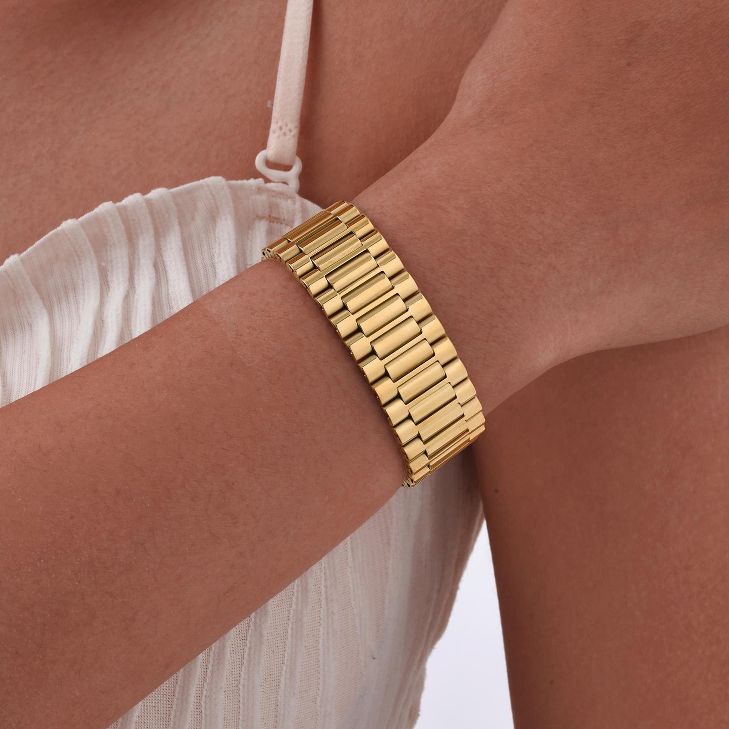 JBracelet Broad watch chain bracelet(Stainless Steel) 24K Gold plated Anti Tarnish Everyday wear Bracelet