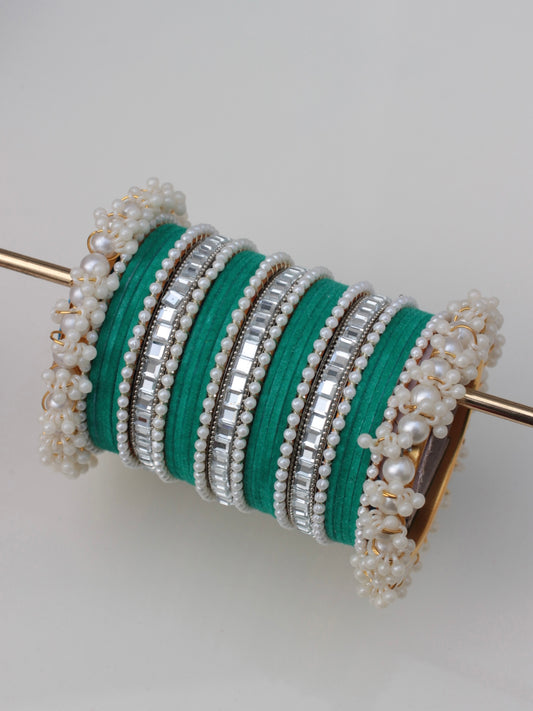 Velvet Luxe Bangle Set-6-Dark Cyan