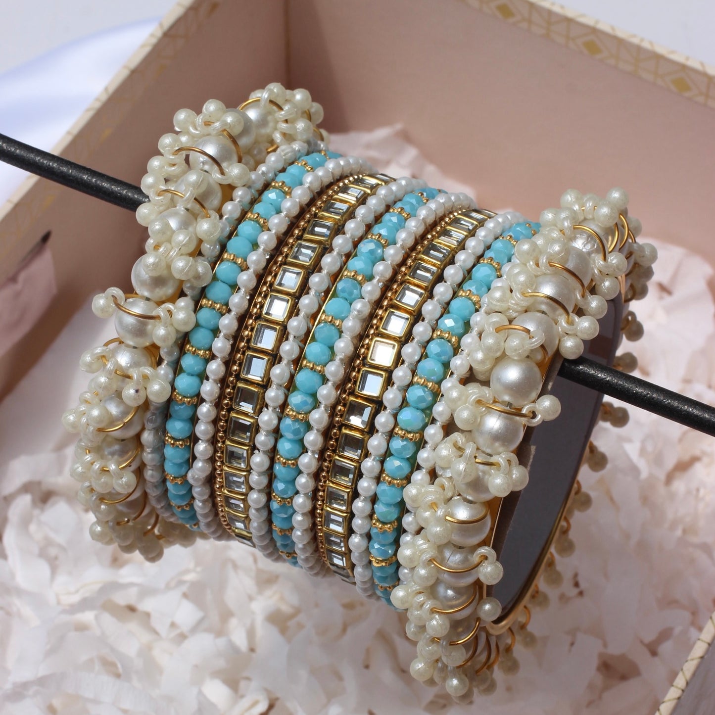 Celeste Pearlé Bangle Set-2-Ferozi