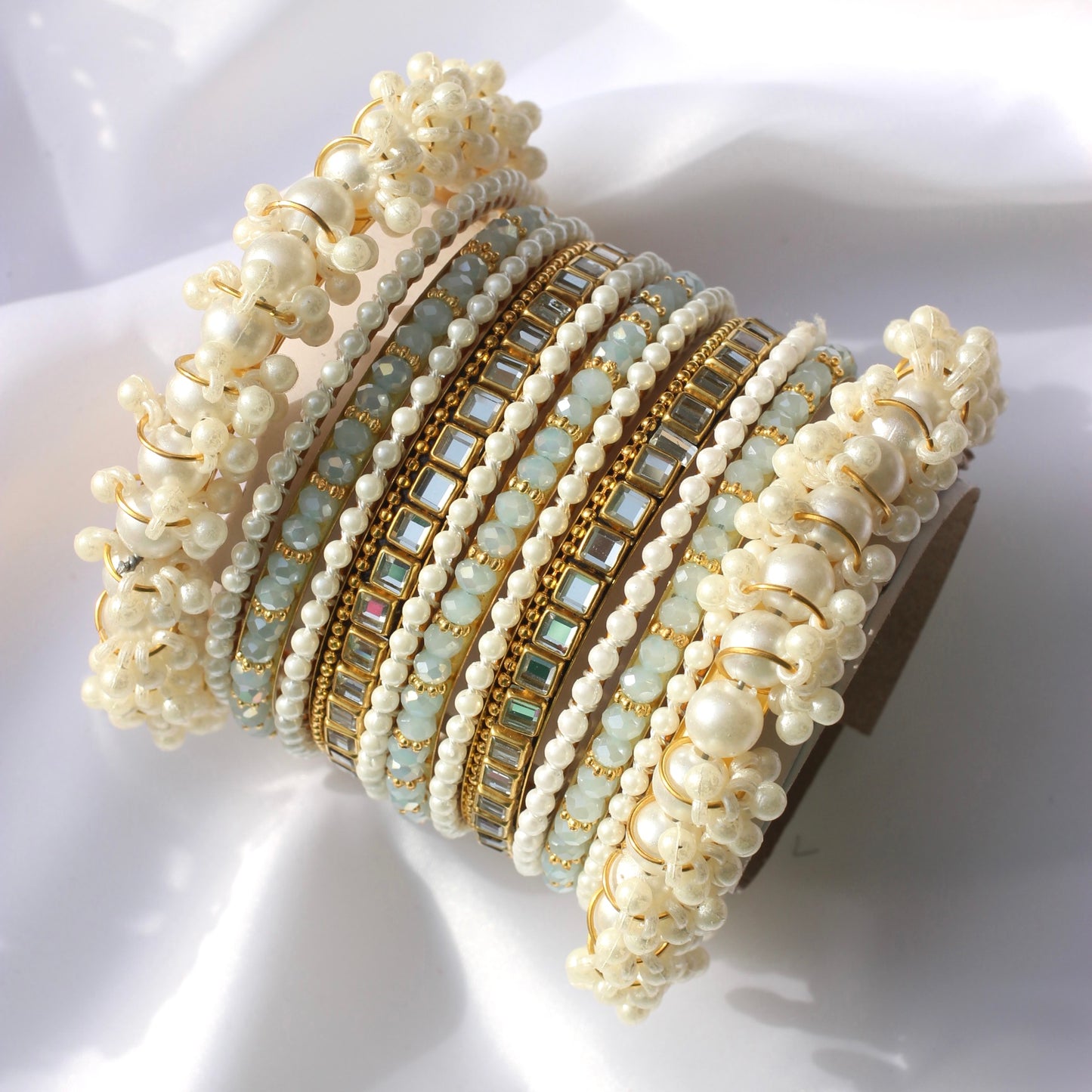 Celeste Pearlé Bangle Set-2-Ice Blue