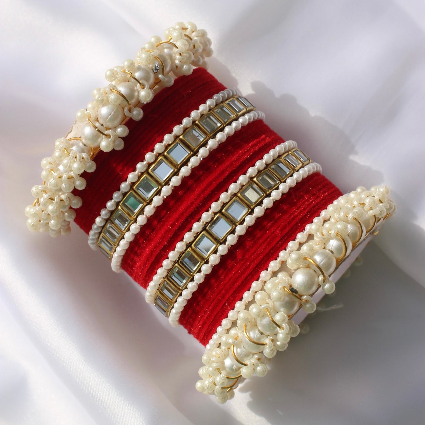 Kundan Majesty Bangle Set-1-Red