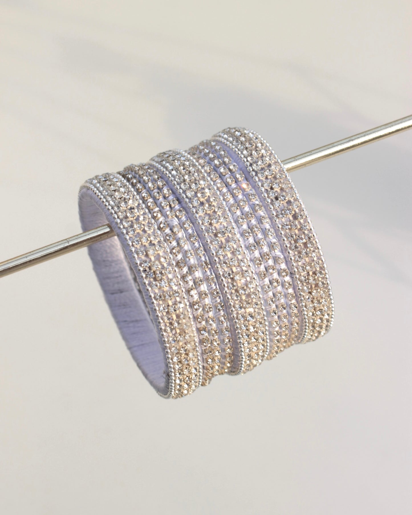 Twilight Motia Bangle Set-White + Silver