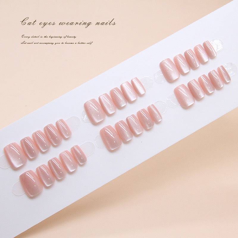 Cat eye handmade Nails -001- Free 24 pc Sticker Sheet included