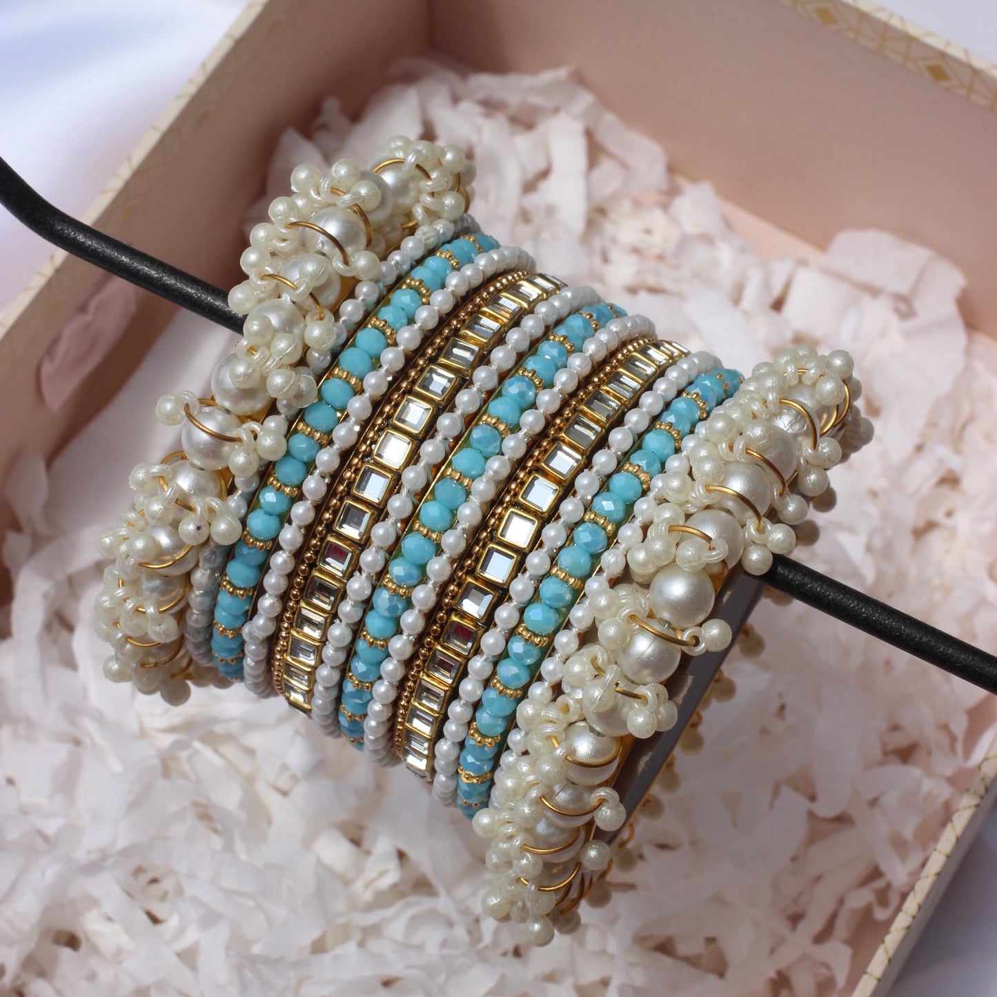 Celeste Pearlé Bangle Set-2-Ferozi