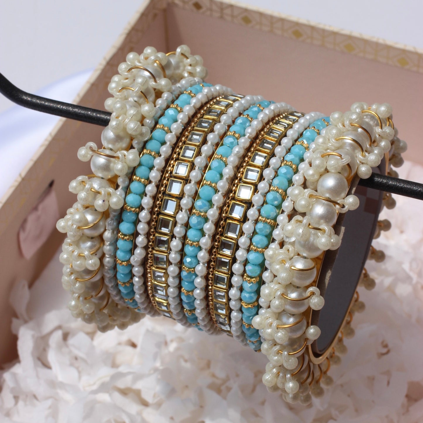 Celeste Pearlé Bangle Set-2-Ferozi