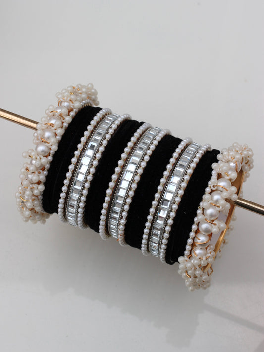 Velvet Luxe Bangle Set-6-Black