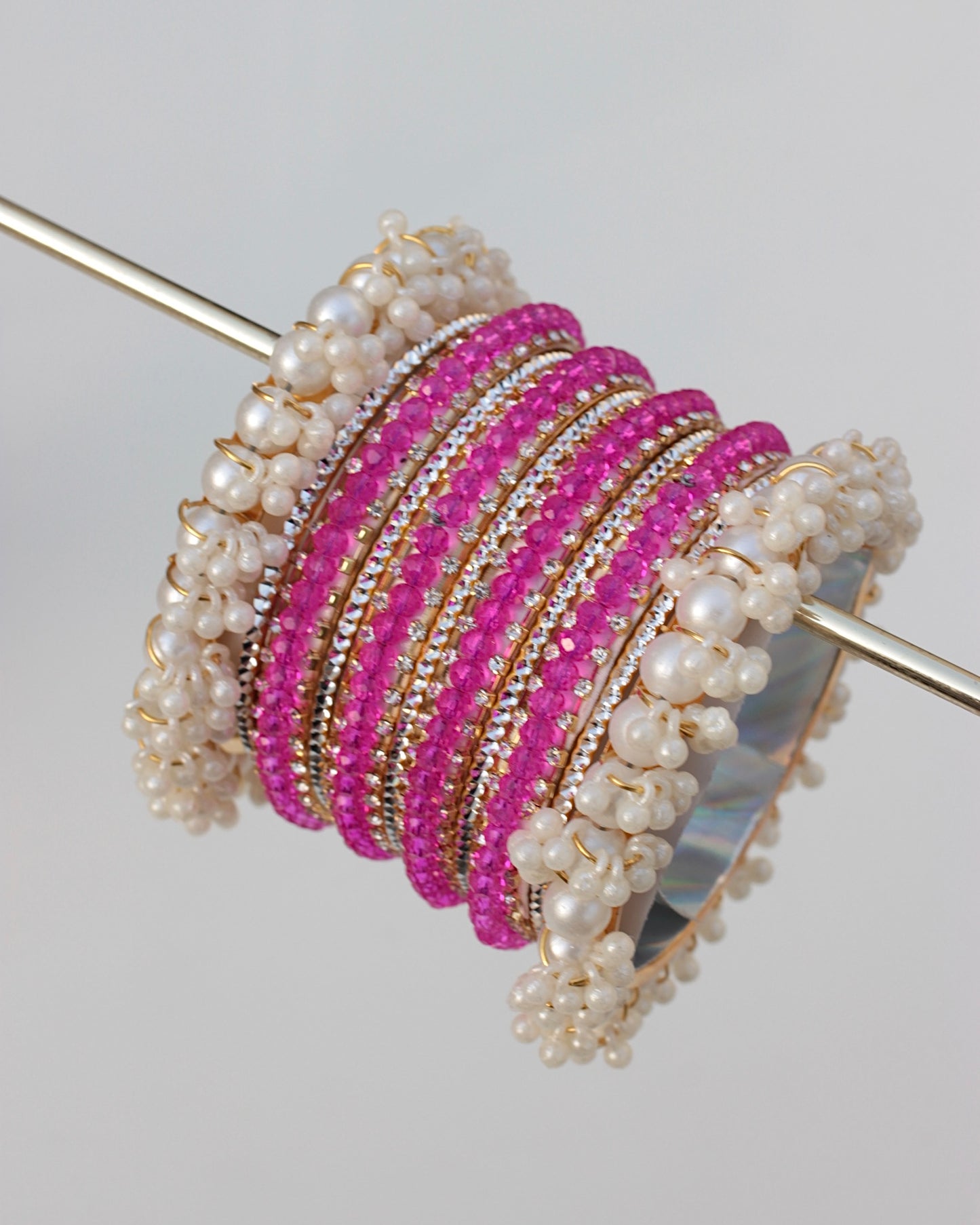 Naqsh-e-Sitara Bangle Set-Pink
