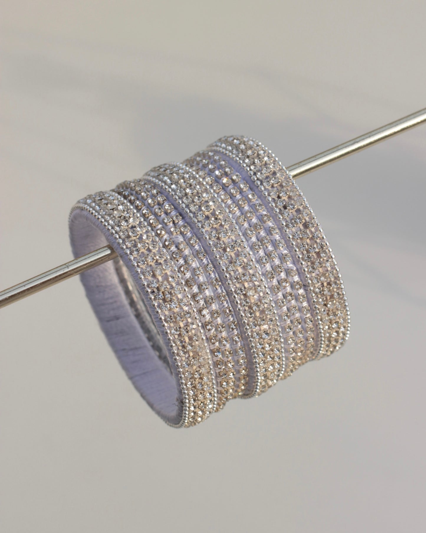 Twilight Motia Bangle Set-White + Silver