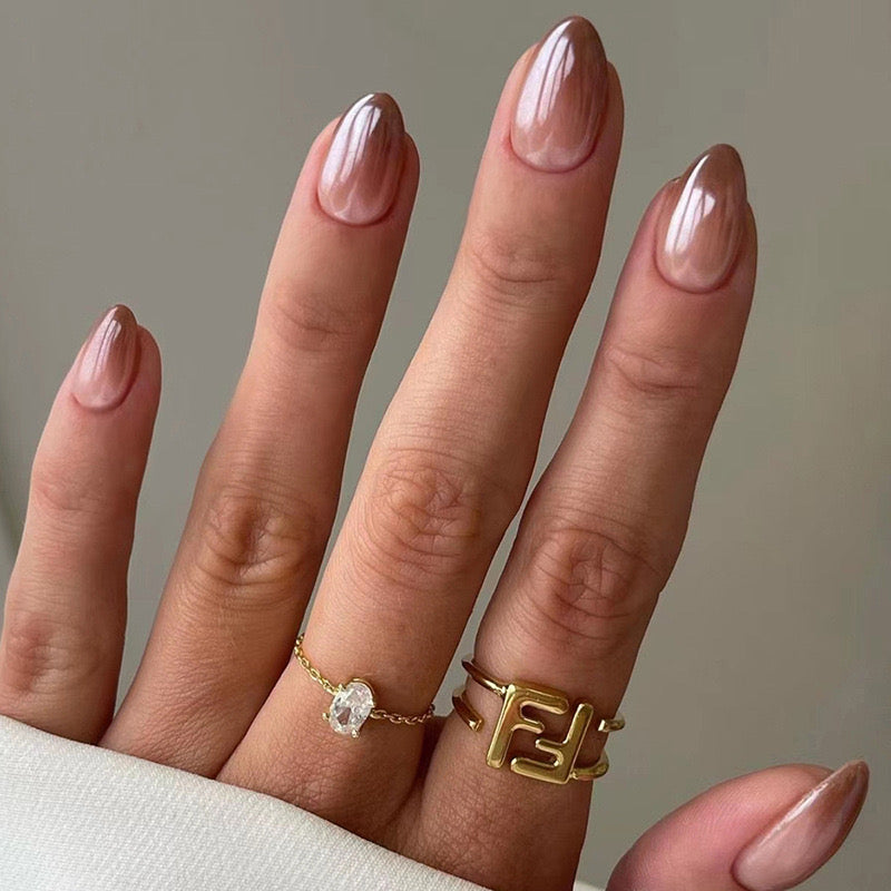 Nails-1453-Medium Length Almond nails- Free 4 pc nail kit included