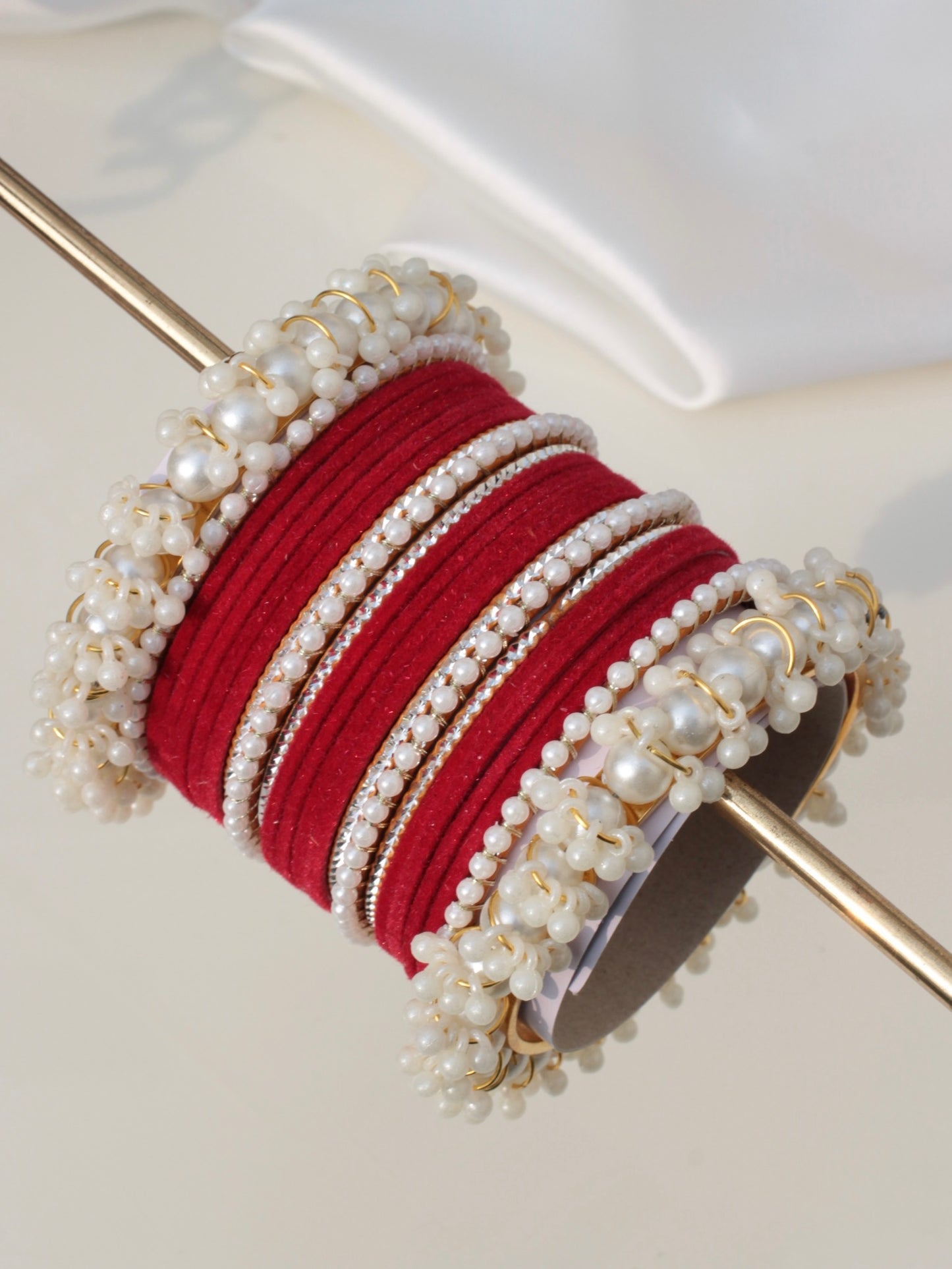 Noor-e-Moti Bangle Set-7-Red