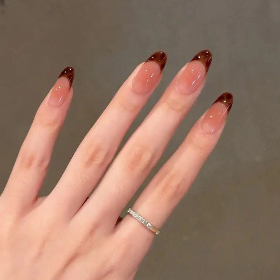Nails-887-Medium Length Almond nails- Free 4 pc nail kit included