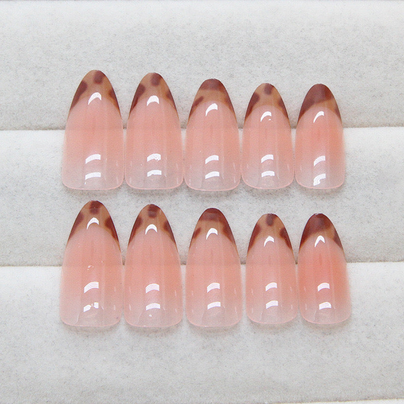 Nails-887-Medium Length Almond nails- Free 4 pc nail kit included