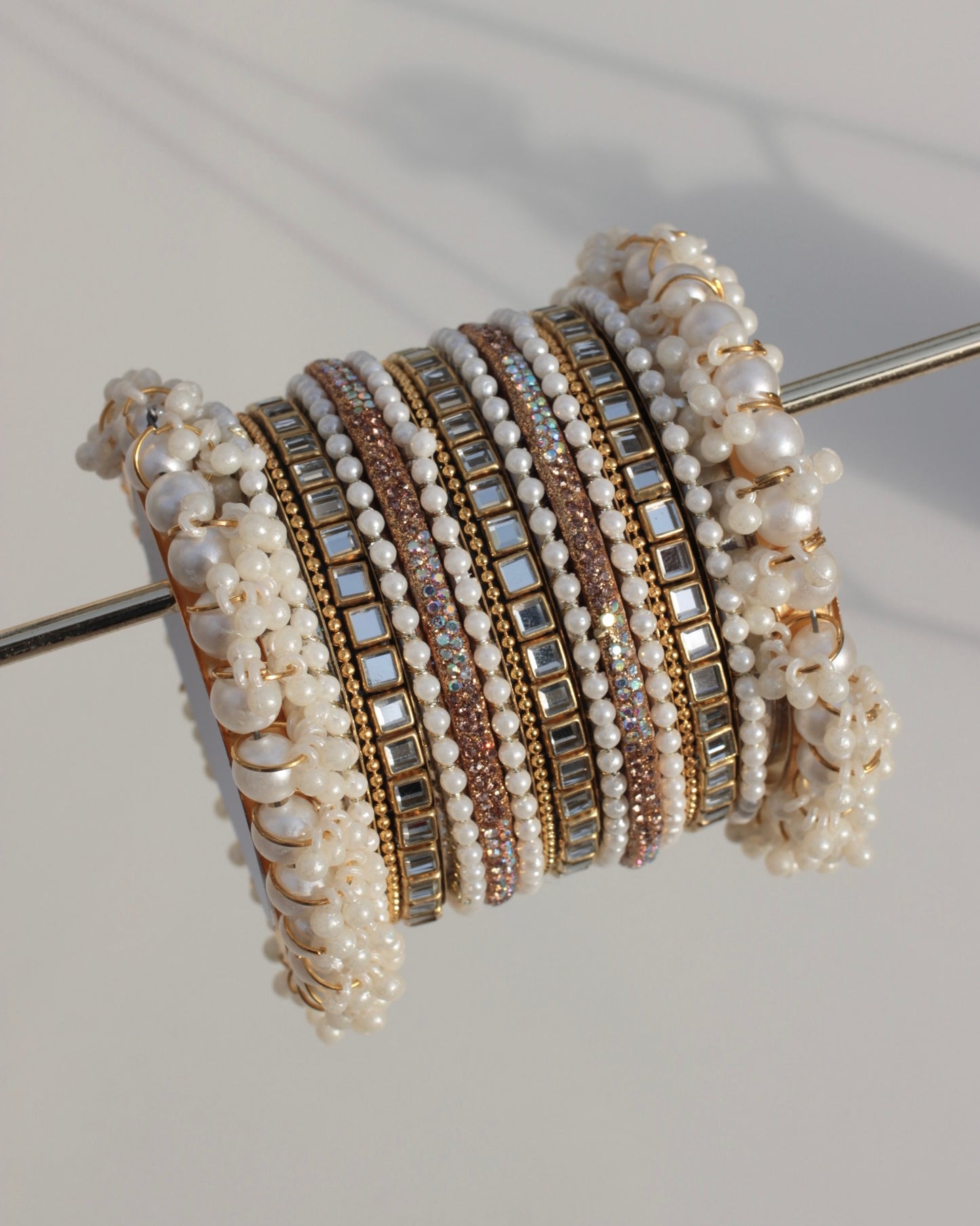Dust & Diamanté Bangle Set- Copper