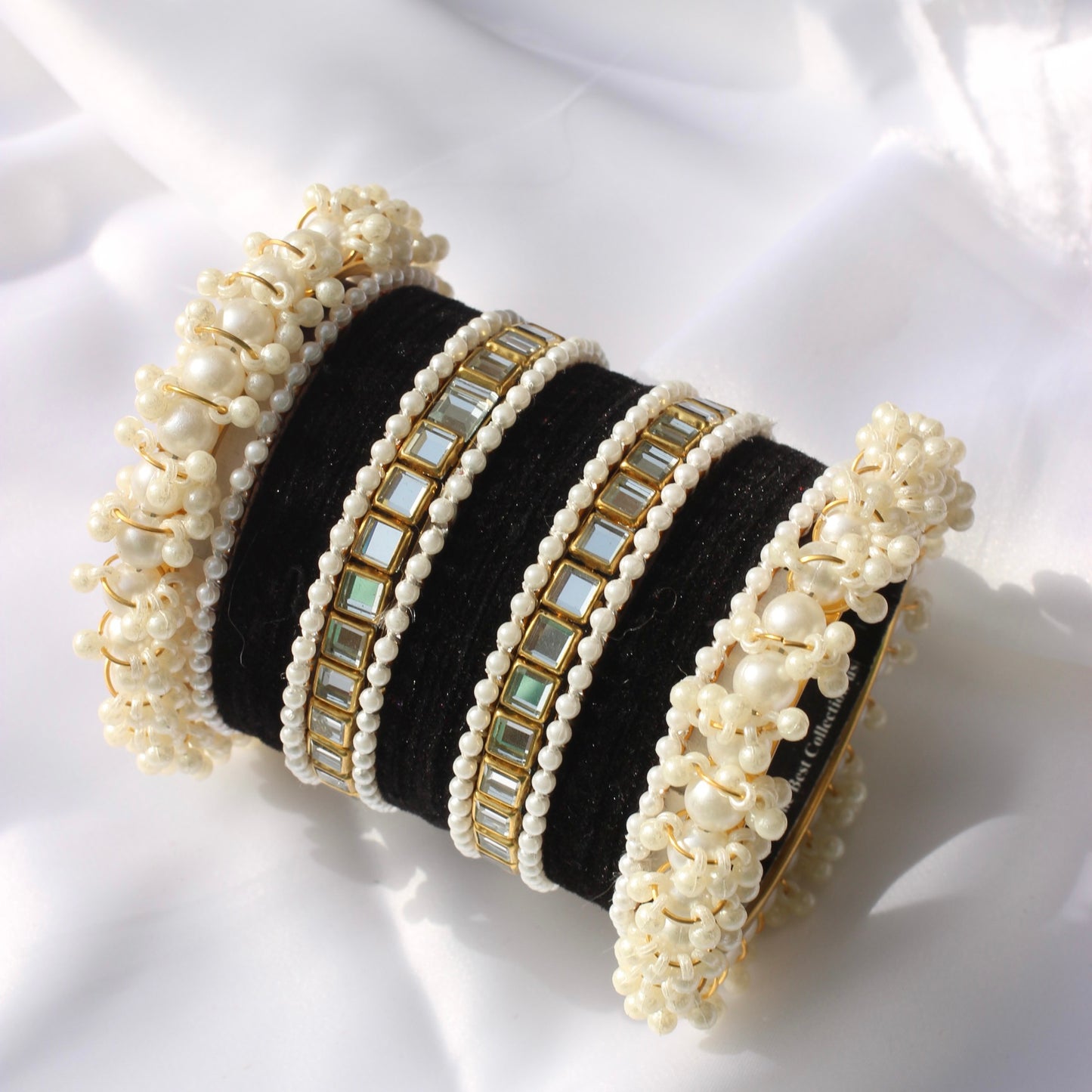 Kundan Majesty Bangle Set-1-Black