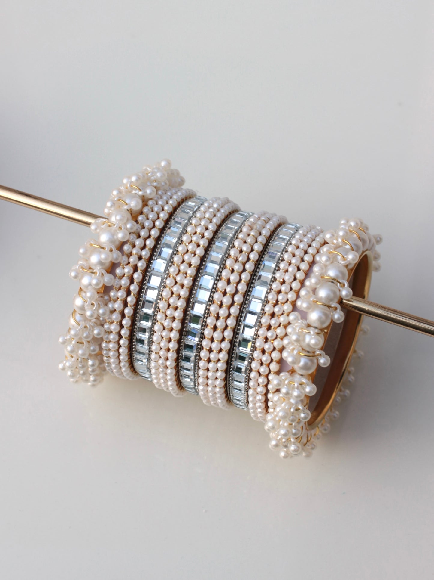 Pearl Luxe Bangle Set-4-Silver