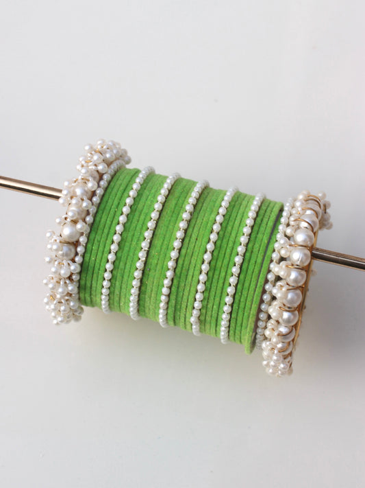 Royal Velvet Bangle Set-5-Light Green
