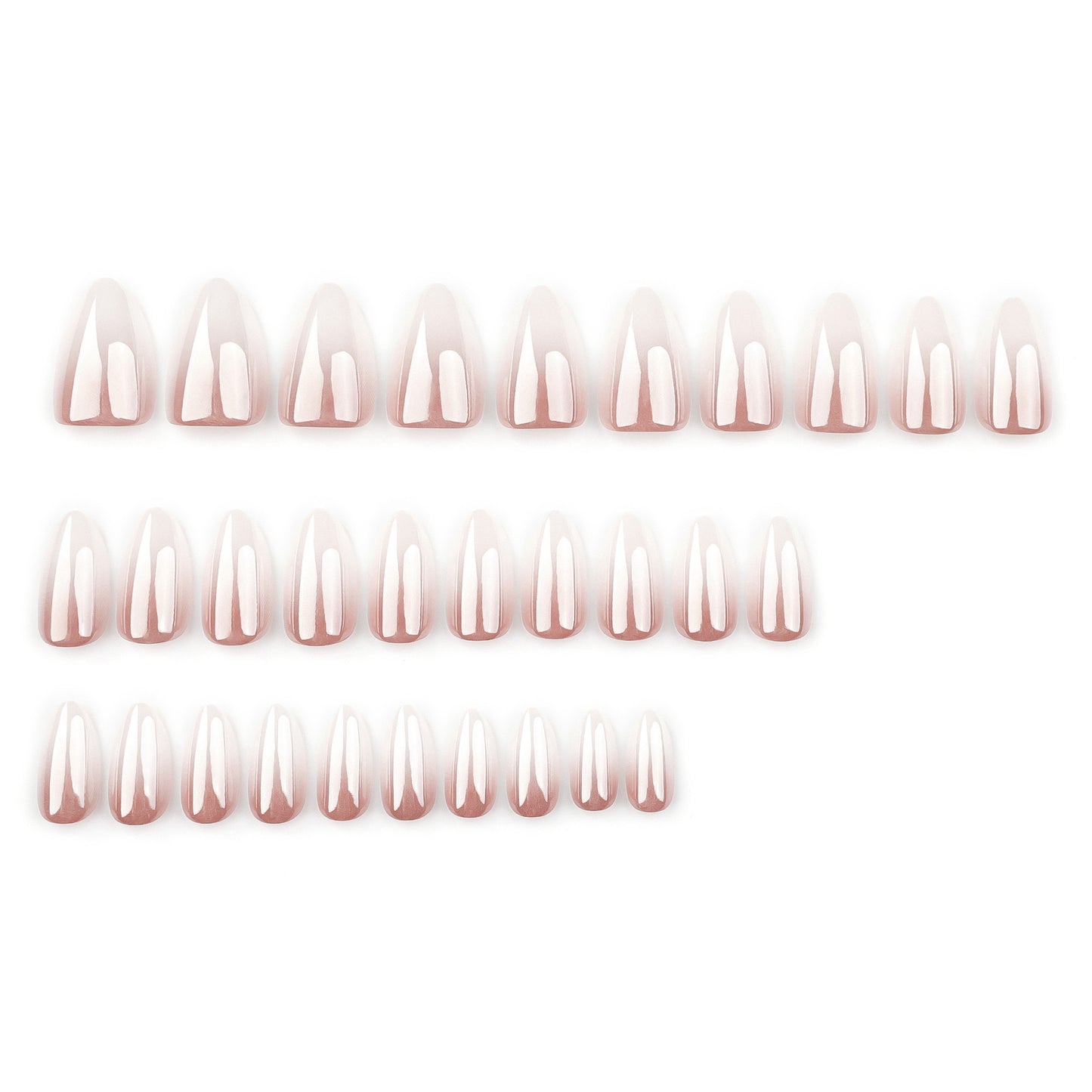 Viral Glazed Ombre Nails (30 nails in one pack) -3495-Medium Length Almond nails- Free 4 pc nail kit included
