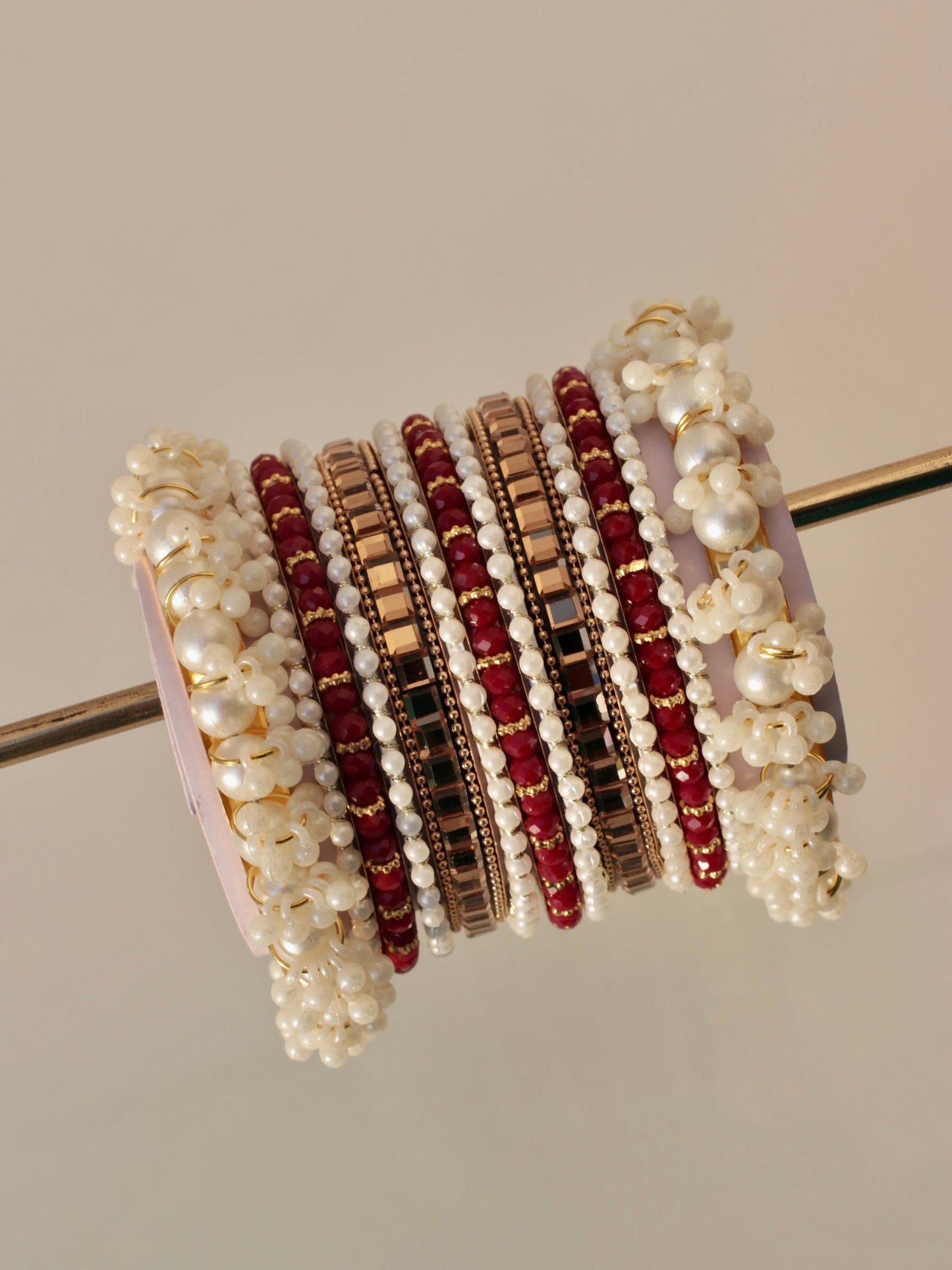 Celeste Pearlé Bangle Set-2-Maroon