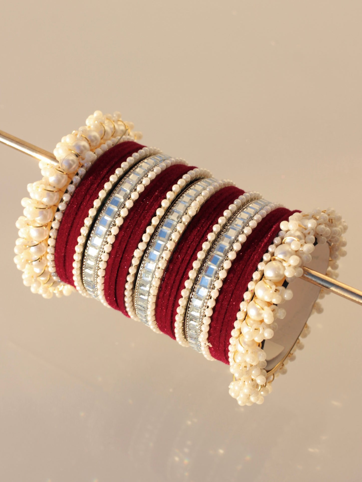 Velvet Luxe Bangle Set-6-Maroon