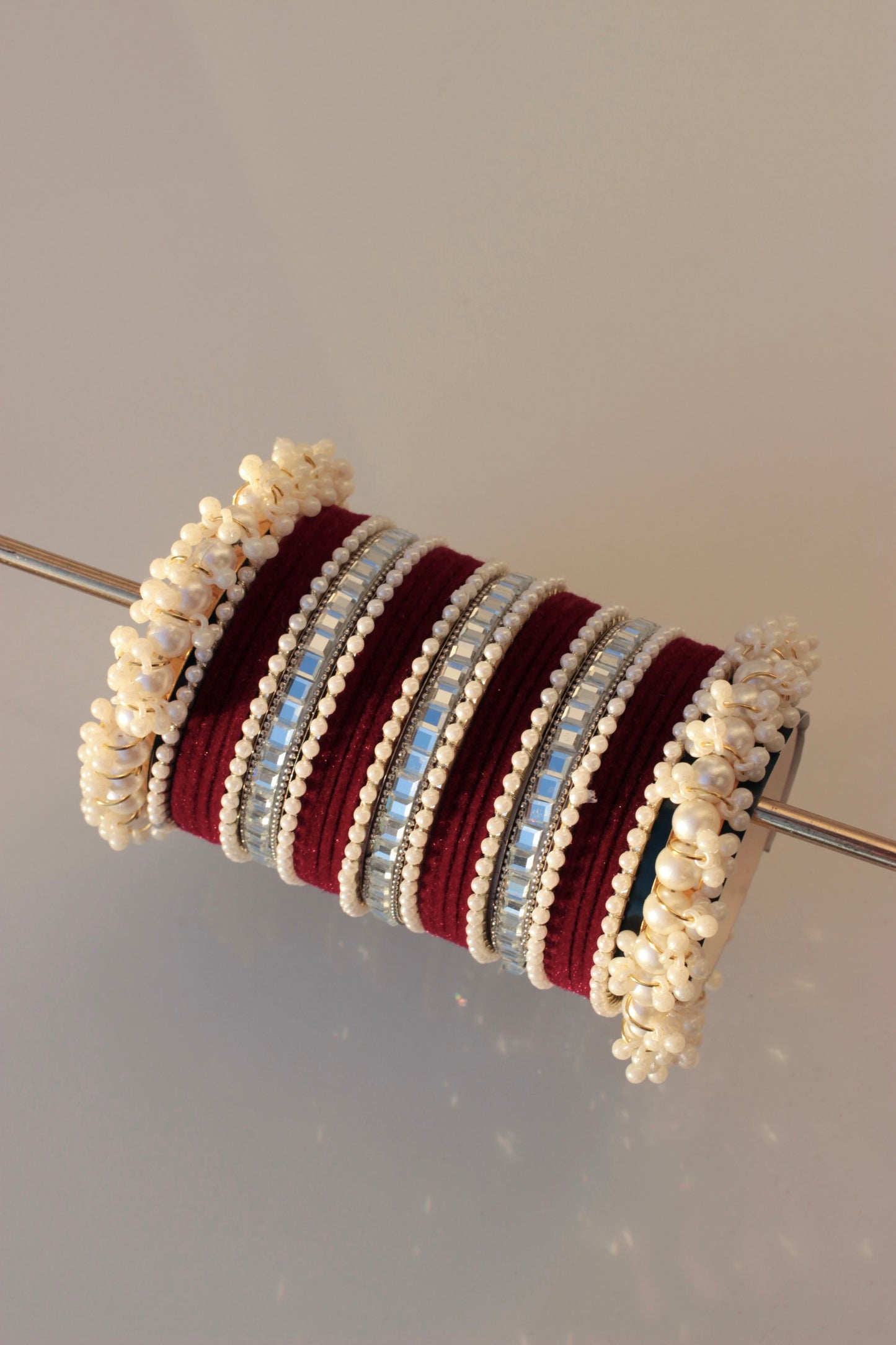 Velvet Luxe Bangle Set-6-Maroon