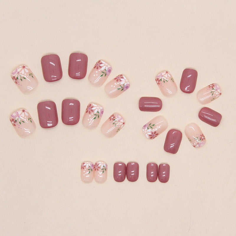 Nails-784-Medium Length Square nails- Free 4 pc nail kit included