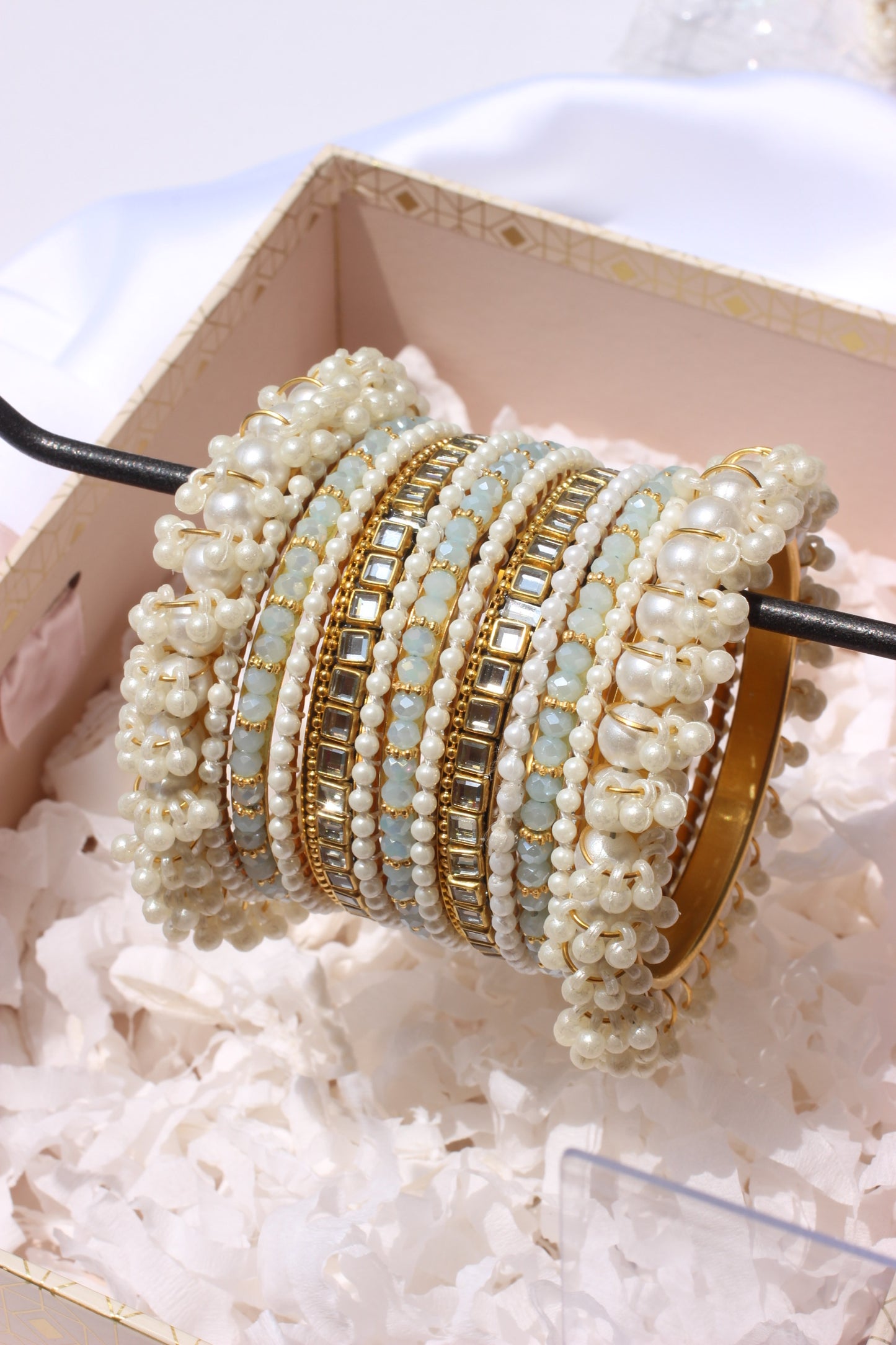 Celeste Pearlé Bangle Set-2-Ice Blue