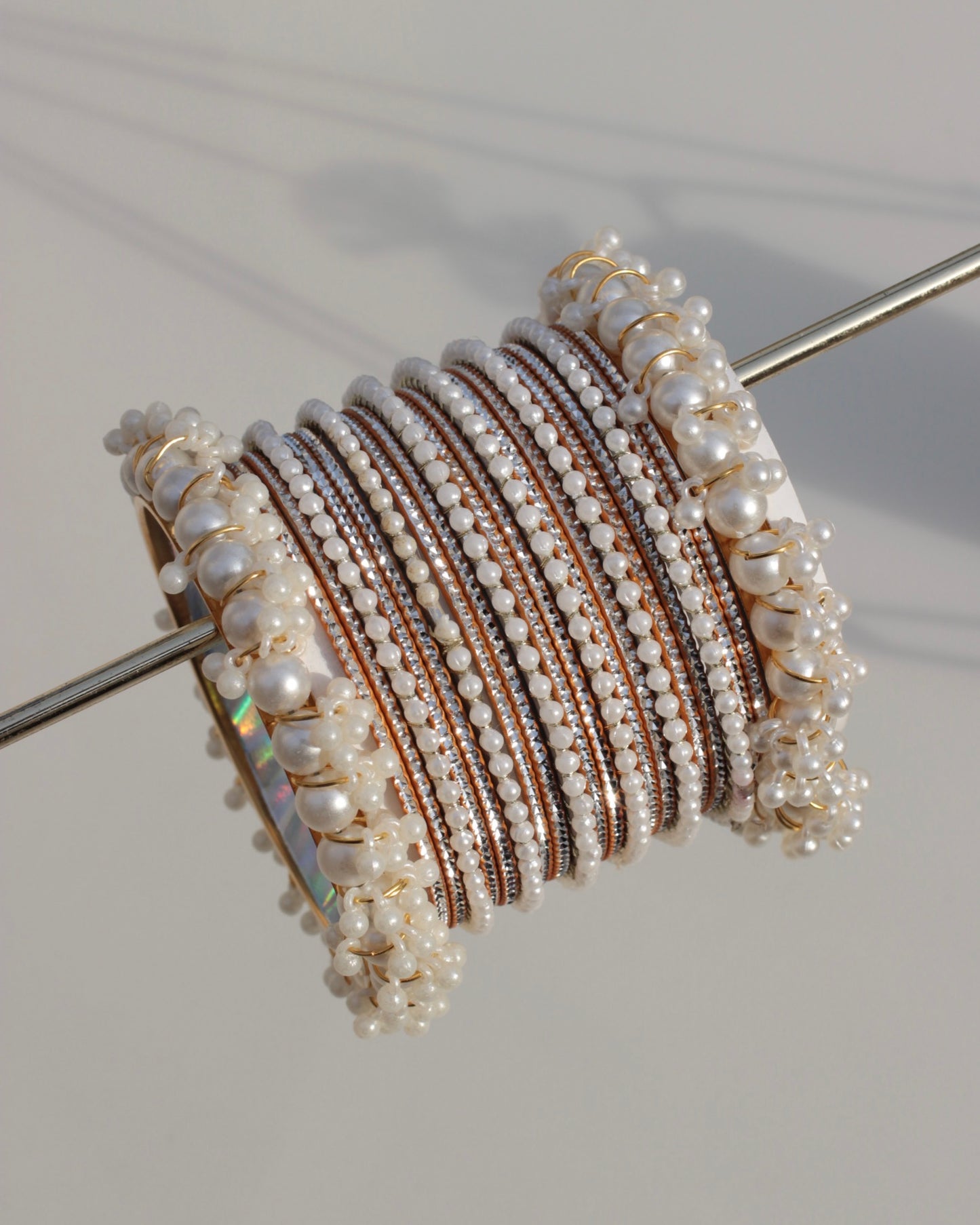 Pearlcore Bangle Set- Gold&White