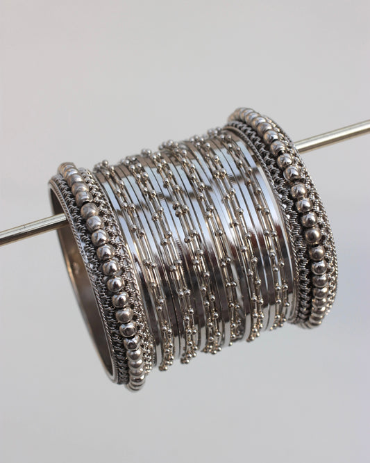 Gleam Theory Bangle Set- silver