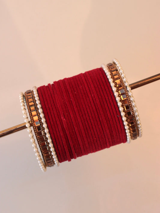 Velvet Empress Bangle Set-8-Red