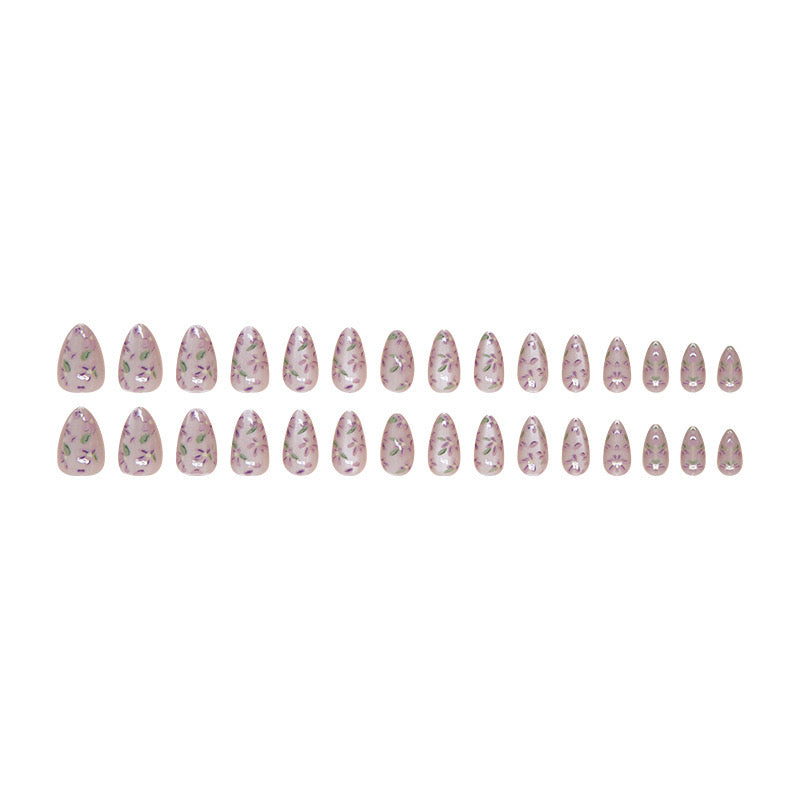 Cateye Printed Nails-1546-Medium Length Almond nails- Free 4 pc nail kit included