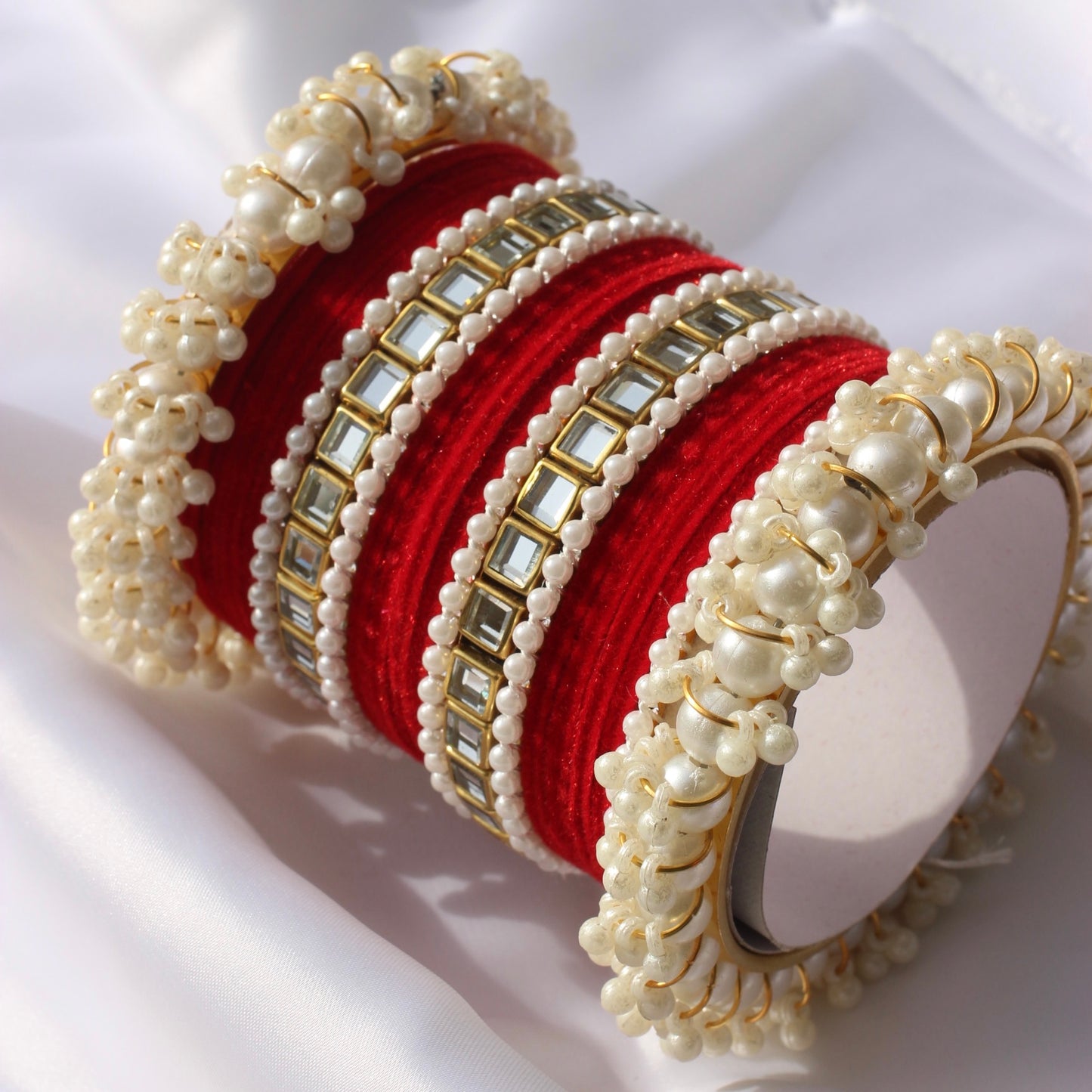 Kundan Majesty Bangle Set-1-Red